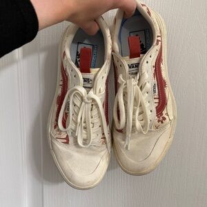 Vans Cream and Red Casual Sneakers